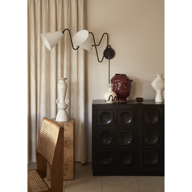 Mitzi Onda Soft Black 38" Linen Shade Wall Sconce