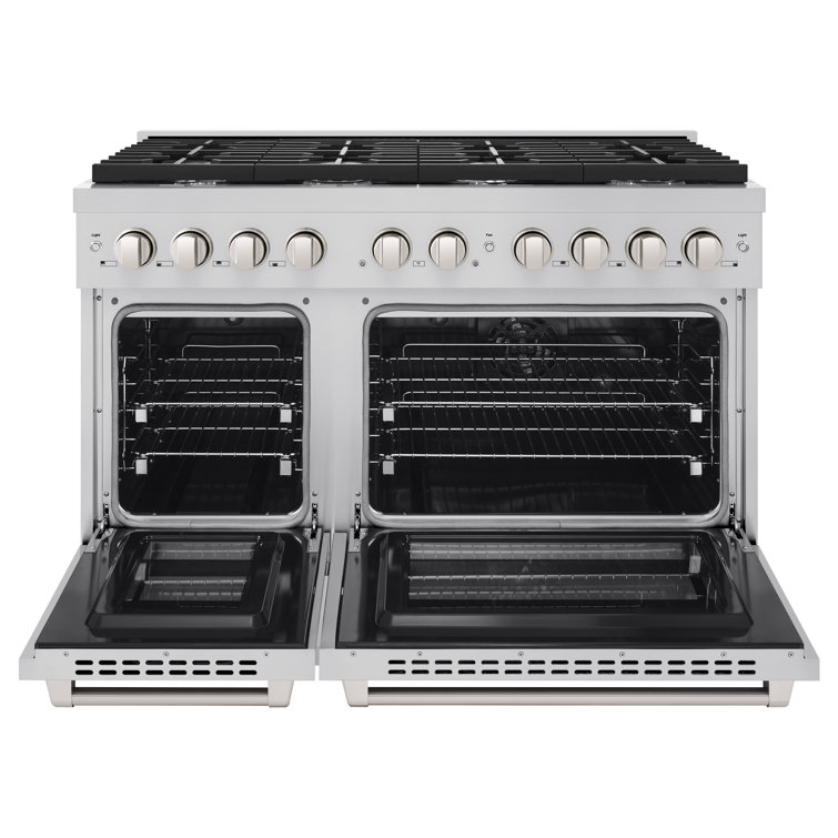 ZLINE 48" Stainless Steel Dual Fuel Range with 8 Burners