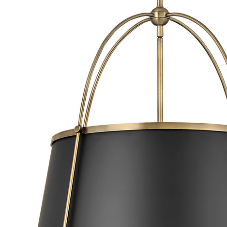 Warm Brass and Black 4-Light Drum Chandelier