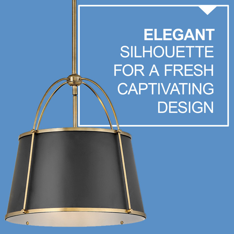 Warm Brass and Black 4-Light Drum Chandelier