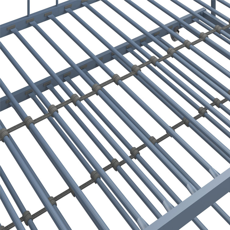 Stone Blue Twin Metal Daybed with Trundle and Slats