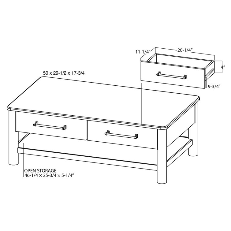 Rustic Brown Solid Wood Coffee Table with Storage