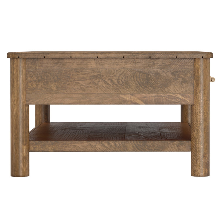 Rustic Brown Solid Wood Coffee Table with Storage