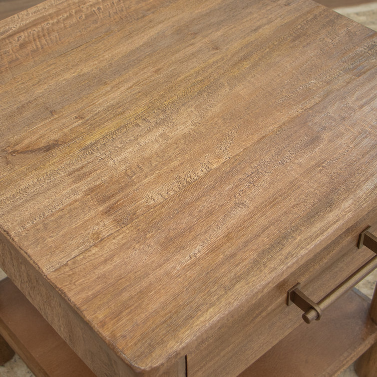 Rustic Brown Solid Wood Coffee Table with Storage