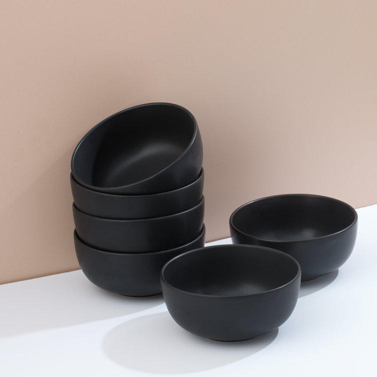 Matte Black Ceramic 18-Piece Dinnerware Set for 6