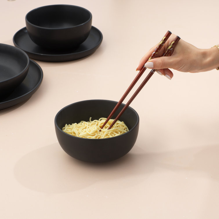 Matte Black Ceramic 18-Piece Dinnerware Set for 6