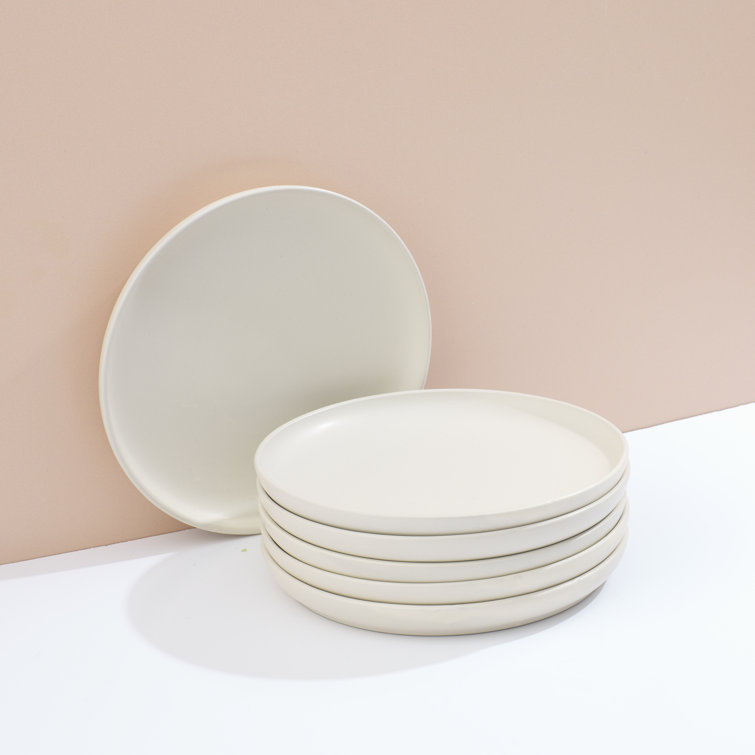 Matte Linen Ceramic 8" Salad and Dessert Plate Set