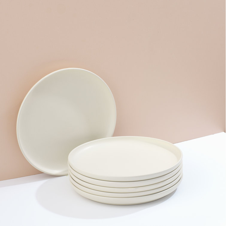 Matte Linen Ceramic 10.5" Dinner Plates Set of 6