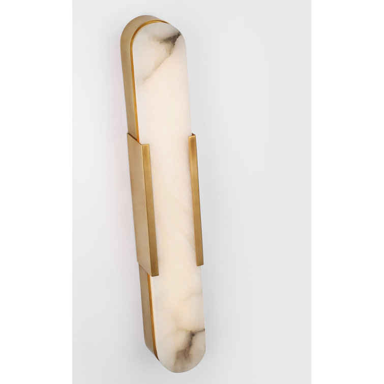 Melange 28" Antique-Burnished Brass & Alabaster LED Wall Sconce