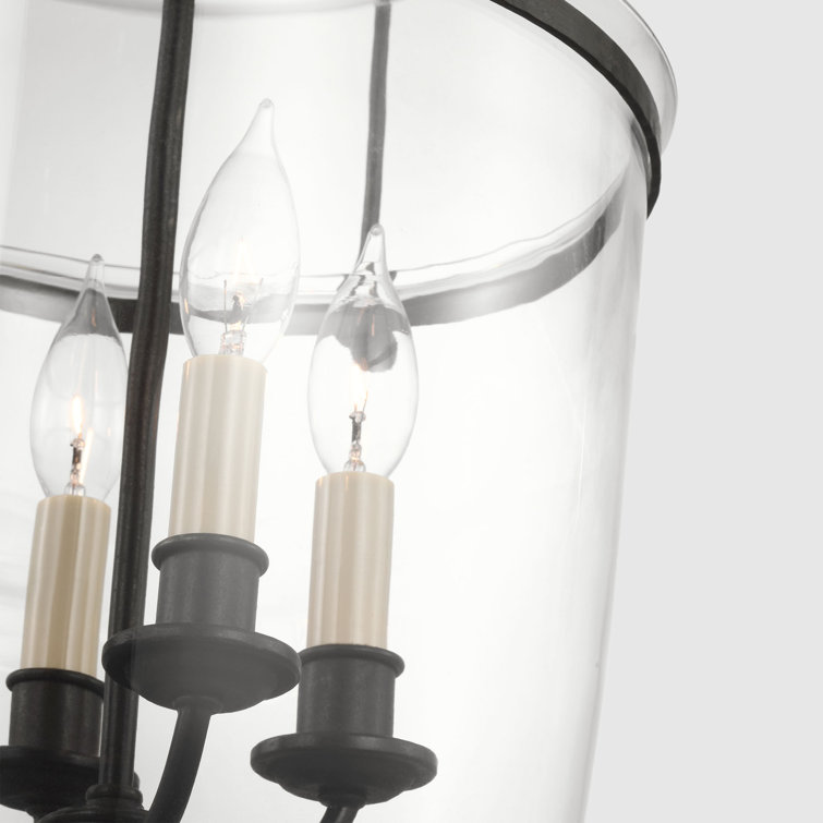 Lorford Aged Iron 24" Glass 4-Light Chandelier