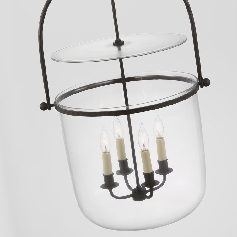 Aged Iron and Clear Glass Bowl Pendant Light