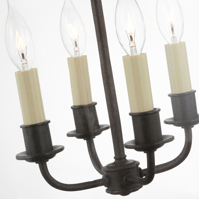 Lorford Aged Iron and Clear Glass 4-Light Chandelier