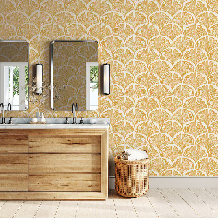 Golden Mustard Palm Self-Adhesive Removable Wallpaper Roll