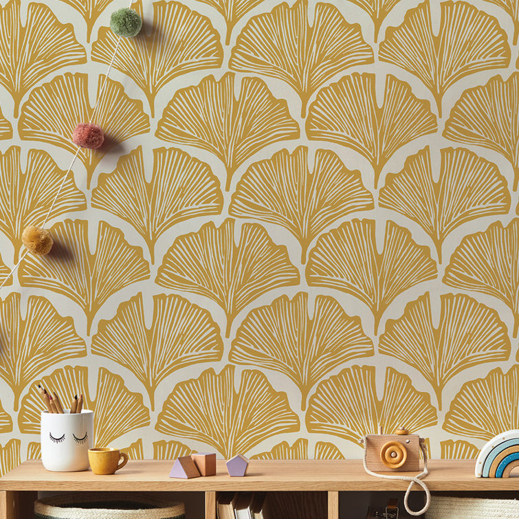Golden Mustard Palm Self-Adhesive Removable Wallpaper Roll