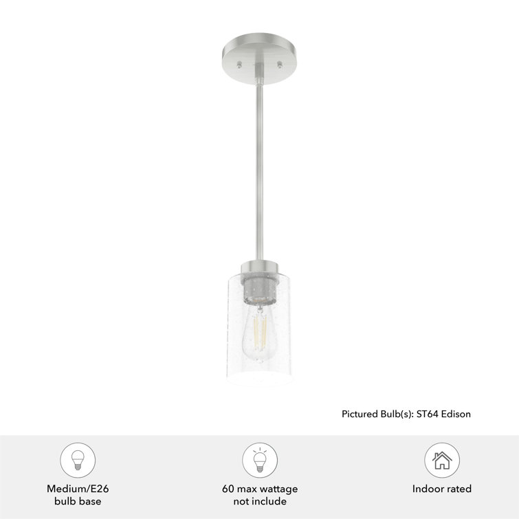 Hartland Brushed Nickel Mini Jar Pendant with Seeded Glass
