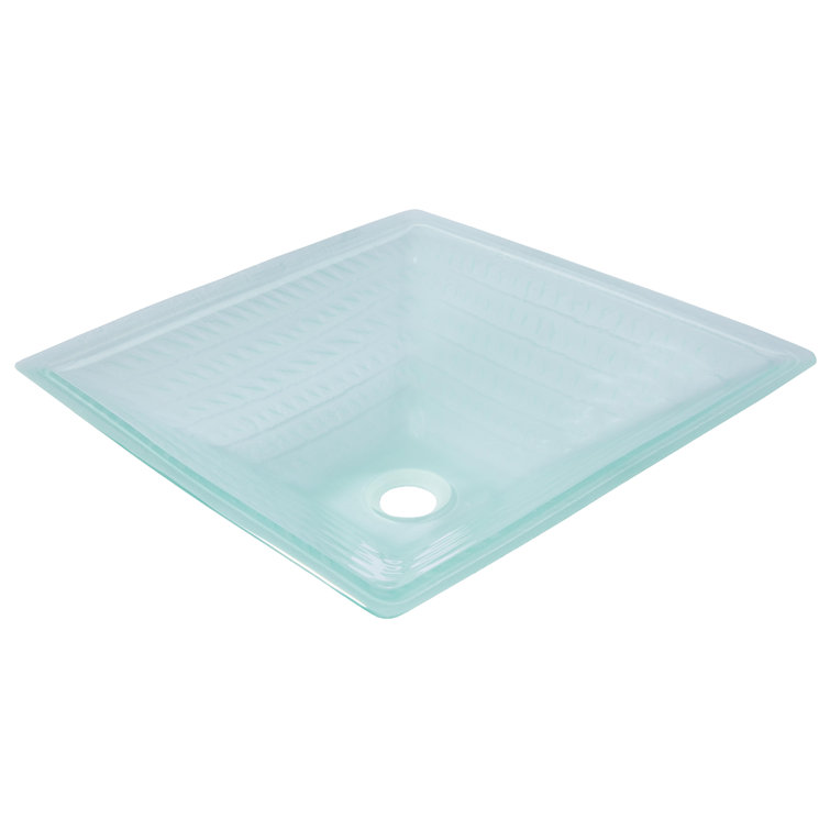 Clear Tempered Glass Square Above-Counter Vessel Sink
