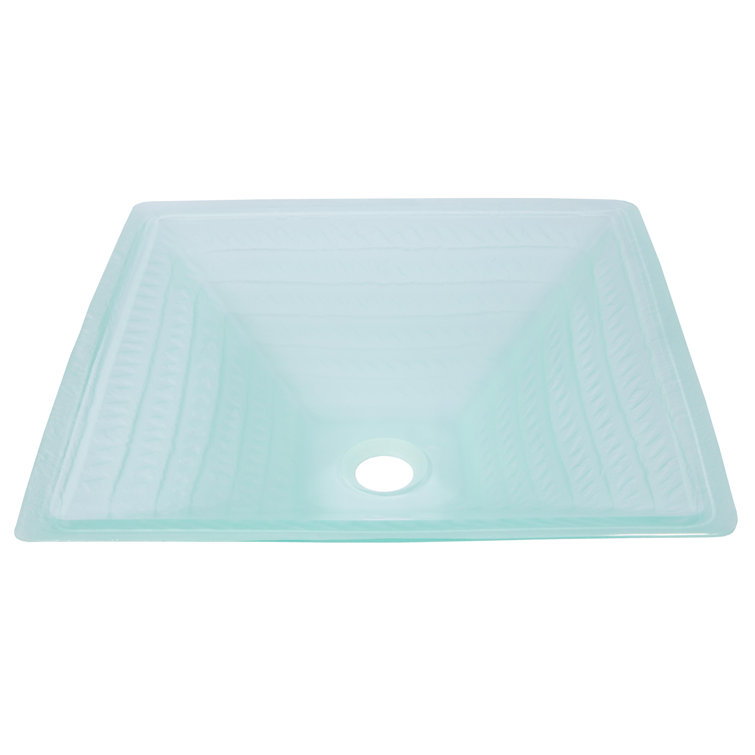 Clear Tempered Glass Square Above-Counter Vessel Sink