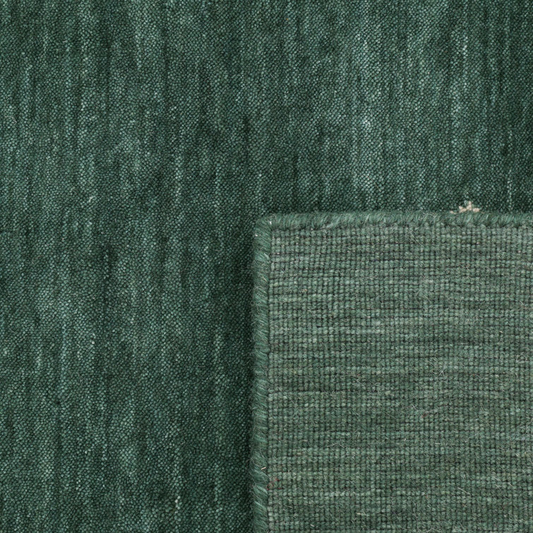 Hand-Knotted Green Wool Geometric Rug, 3' x 5'