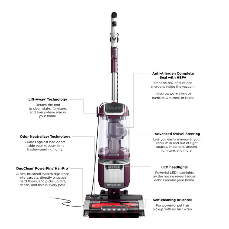Wine Purple Lightweight Convertible Upright Vacuum with HEPA Filter