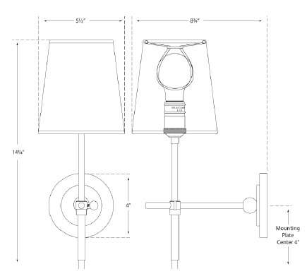 Polished Nickel Dimmable 14" Wall Sconce with Tapered Shade