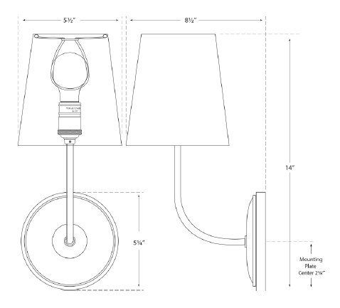Vendome Bronze and Black Dimmable Wall Sconce with Fabric Shade