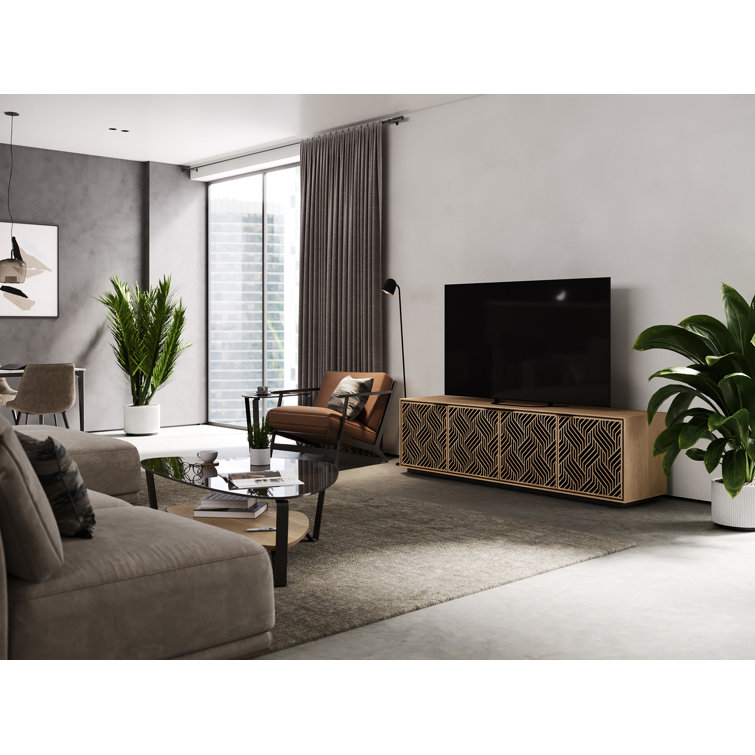 Triangular Glass Top Coffee Table with Washed Oak Shelf