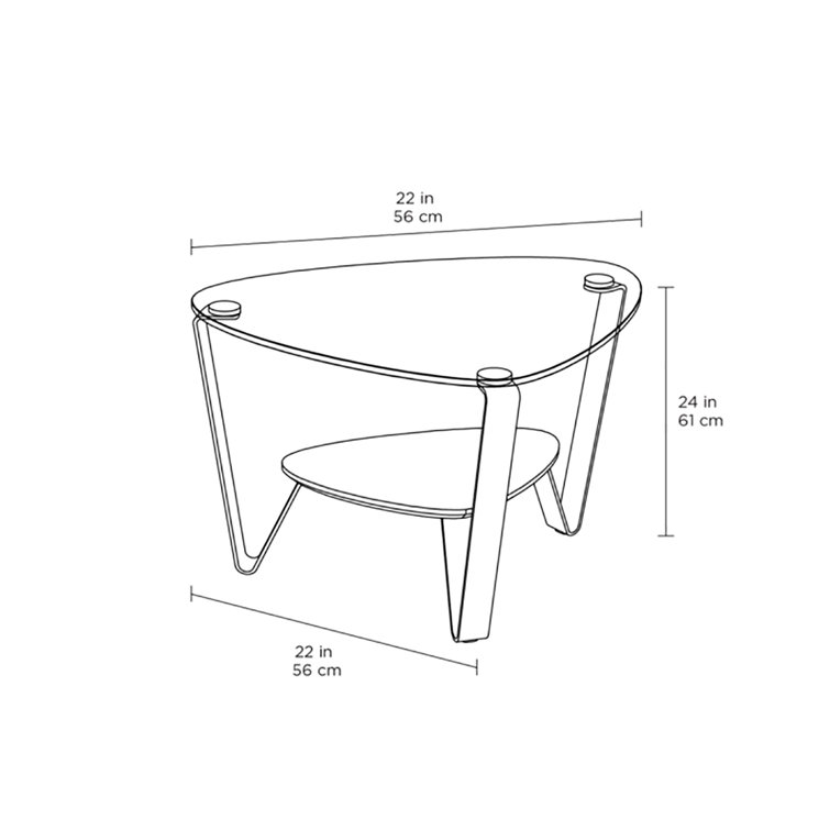 Triangular Brushed Carbon Washed Oak Glass End Table