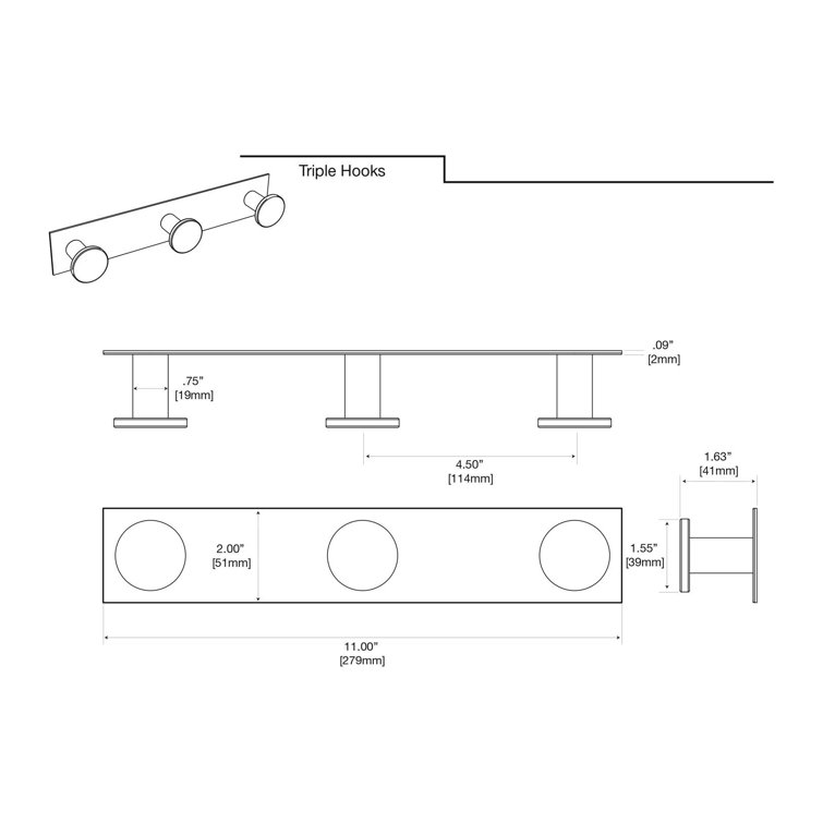 Matte Black Wall Mounted 3-Hook Rack for Towels and Robes