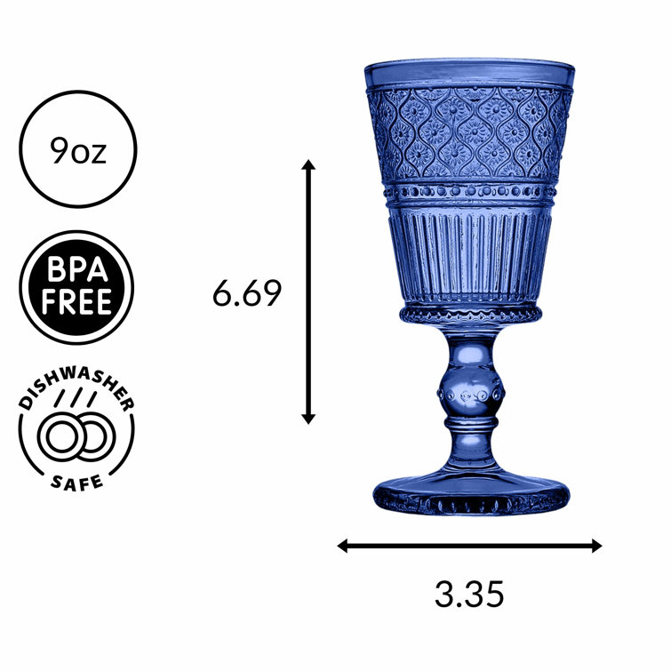 Claro Blue Vintage Glass Goblets, Set of 4