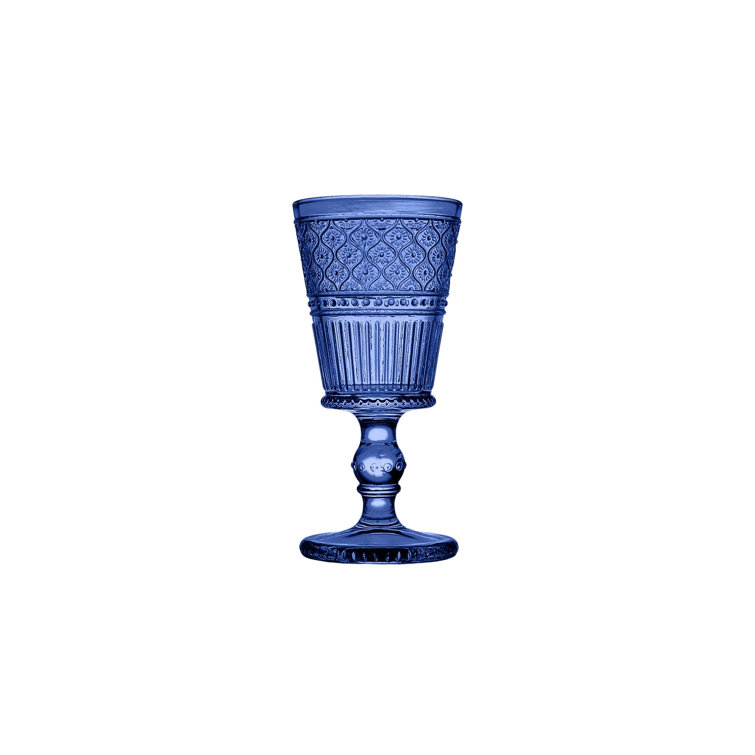 Claro Blue Vintage Glass Goblets, Set of 4