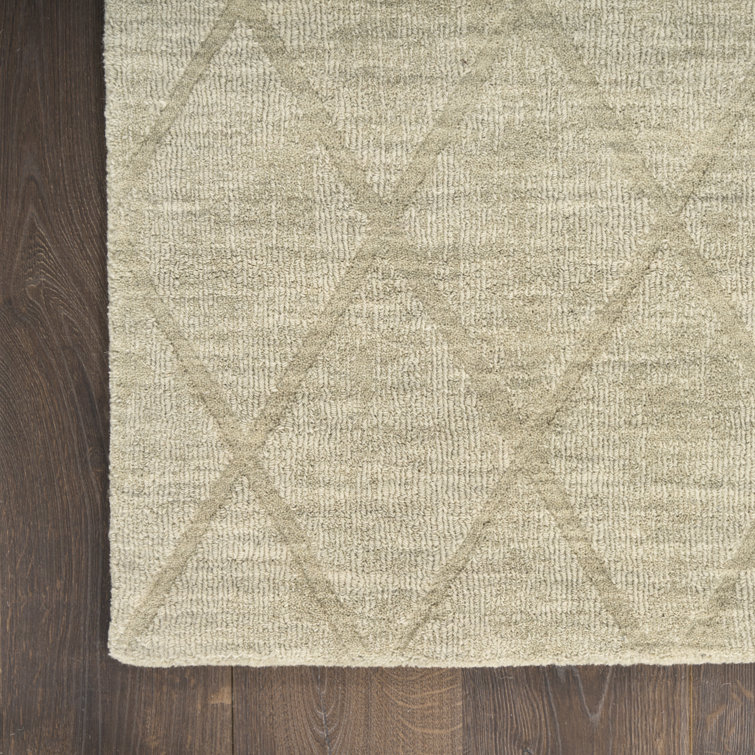 Sage Geometric Handmade Wool 5' x 7' Area Rug