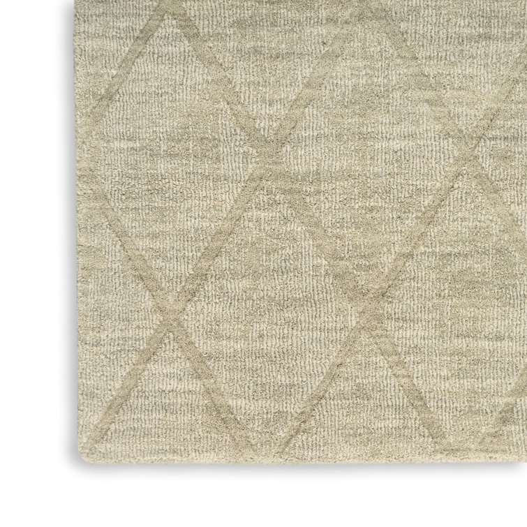 Sage Geometric Handmade Wool 5' x 7' Area Rug