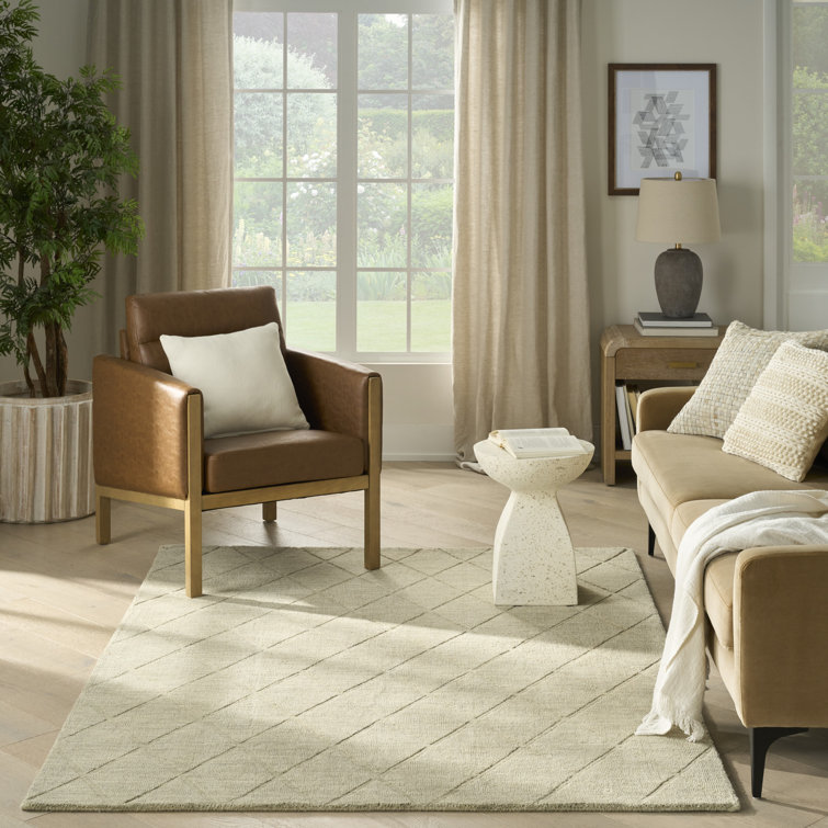 Sage Geometric Handmade Wool 5' x 7' Area Rug