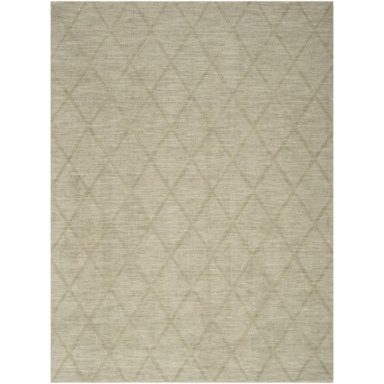 Sage Geometric Handmade Wool 5' x 7' Area Rug