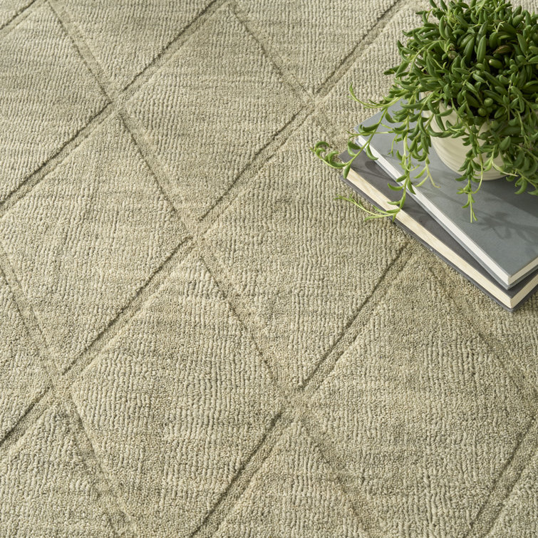 Sage Geometric Handmade Wool 5' x 7' Area Rug