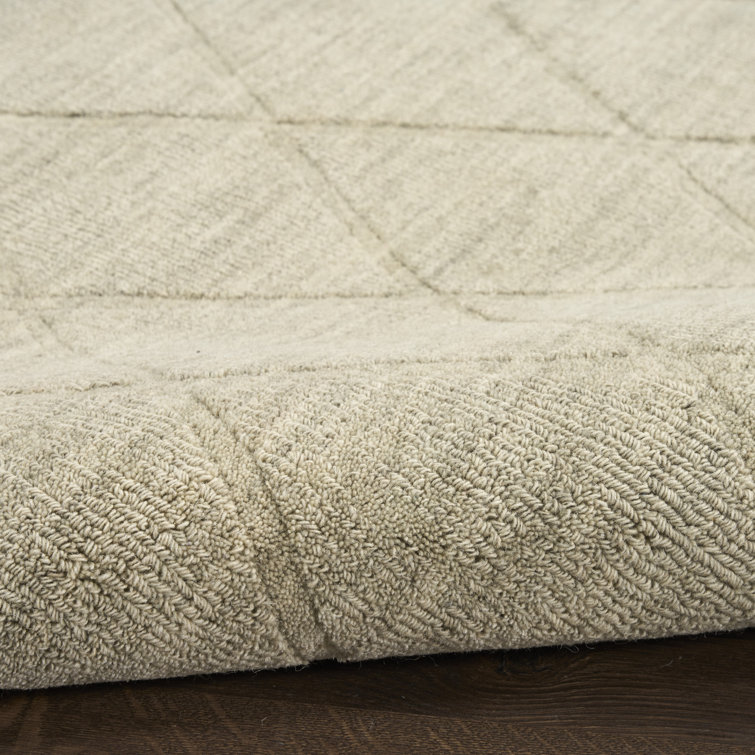 Sage Geometric Handmade Wool 5' x 7' Area Rug
