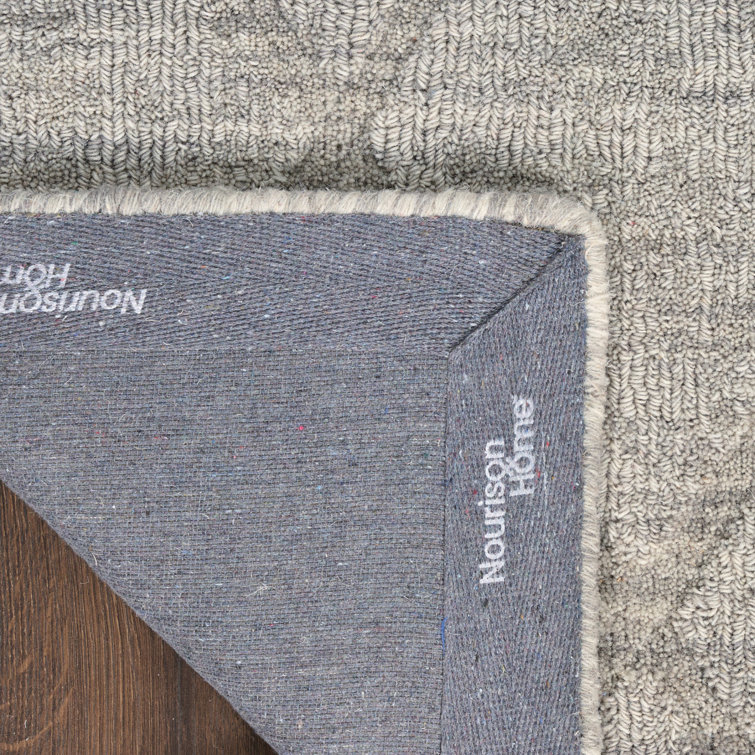 Handmade Gray Wool Geometric Rectangular Area Rug 5' x 7'
