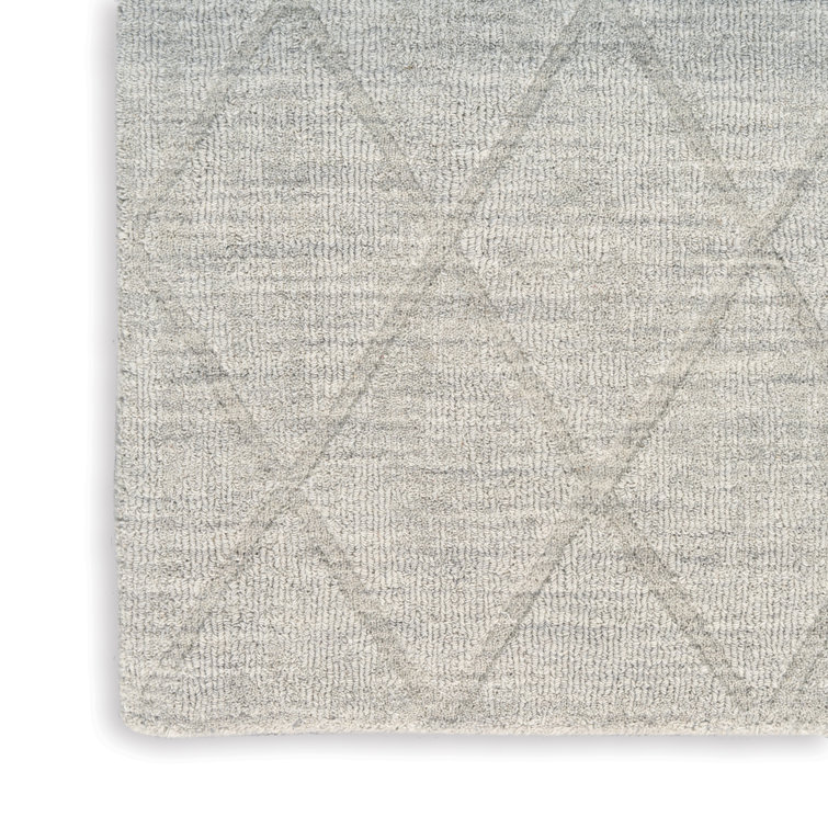 Handmade Gray Wool Geometric Rectangular Area Rug 5' x 7'