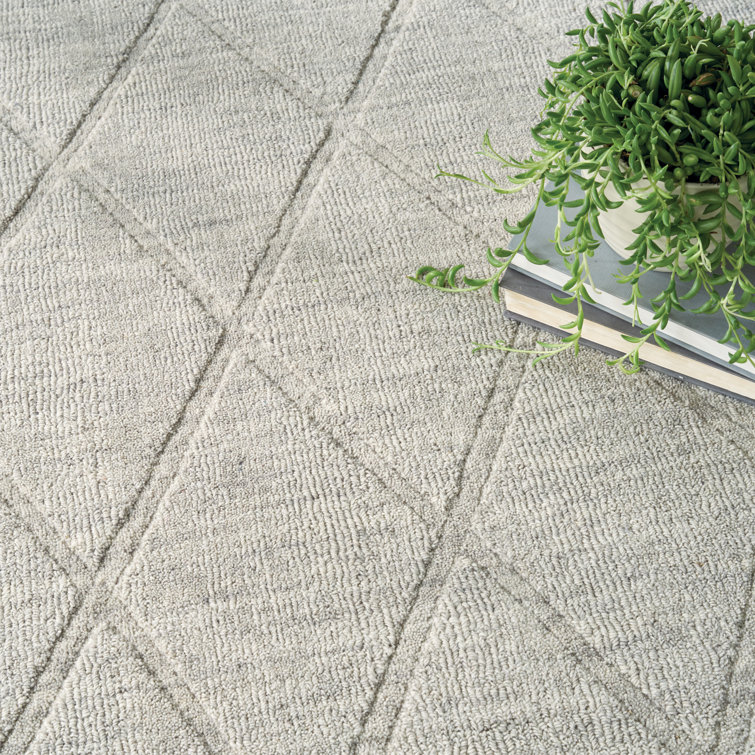 Handmade Gray Wool Geometric Rectangular Area Rug 5' x 7'