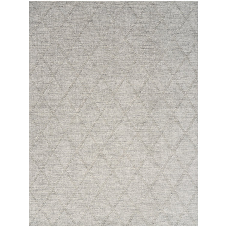 Handmade Gray Wool Geometric Rectangular Area Rug 5' x 7'