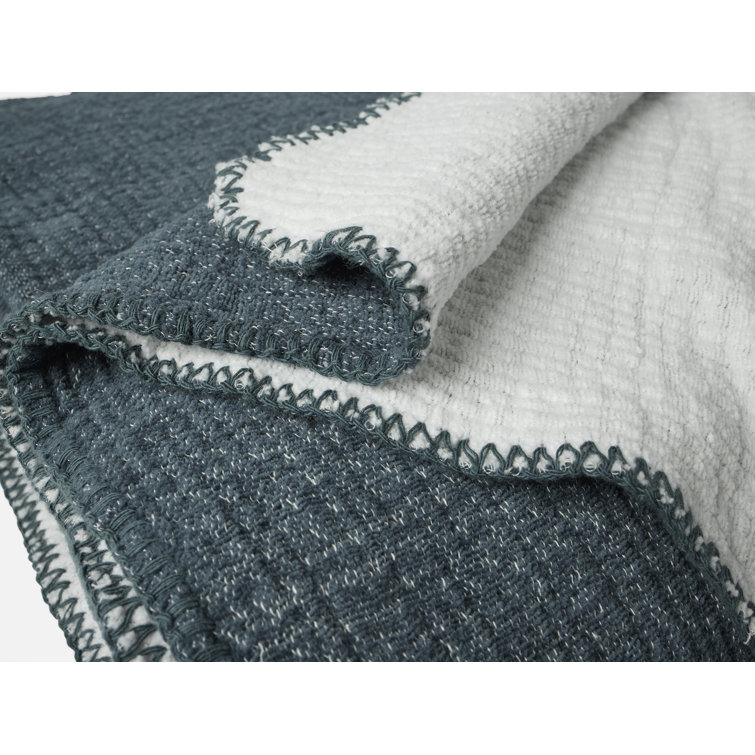Twilight Blue Organic Cotton Reversible Throw Blanket