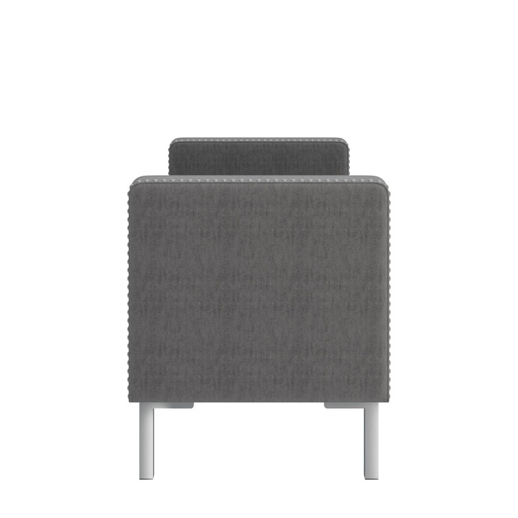 Charcoal Gray Velvet Tufted Storage Ottoman with Square Arms and Pewter Nailhead Trim