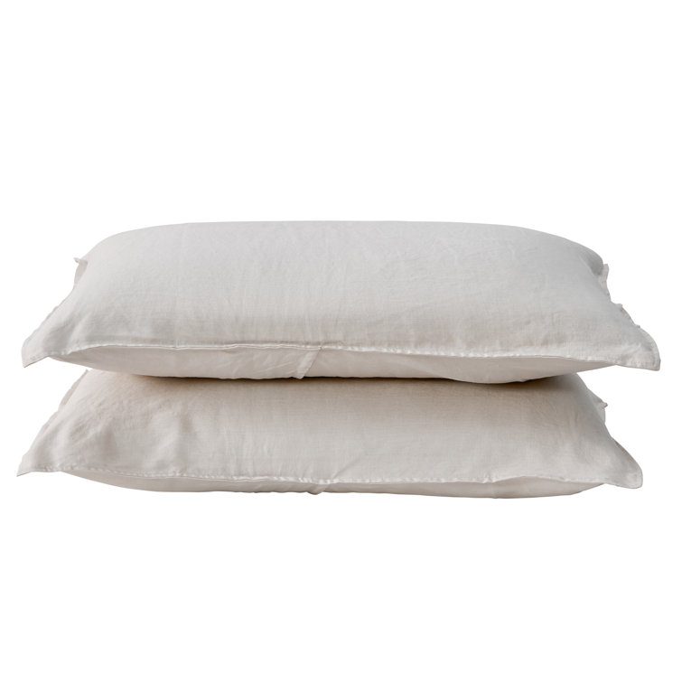 Sand Linen Euro Pillow Sham Set with Back Envelope Closure