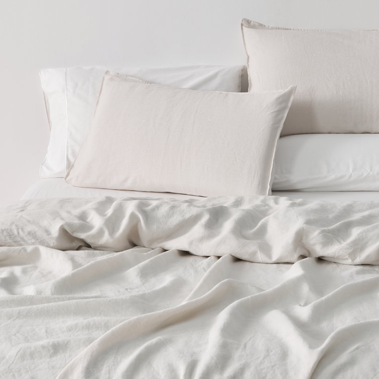 Sand Linen Euro Pillow Sham Set with Back Envelope Closure