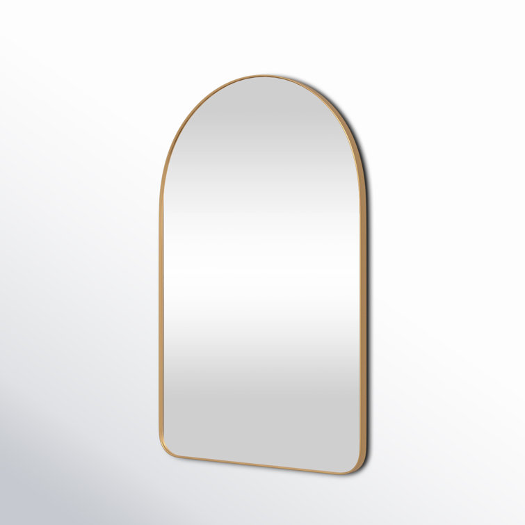 Gold Arched Wall Mirror with Thin Frame