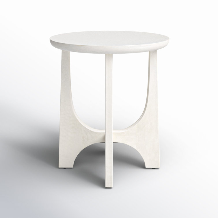 White Wash Round Oak Wood End Table