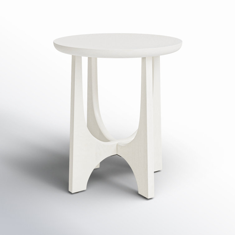 White Wash Round Oak Wood End Table