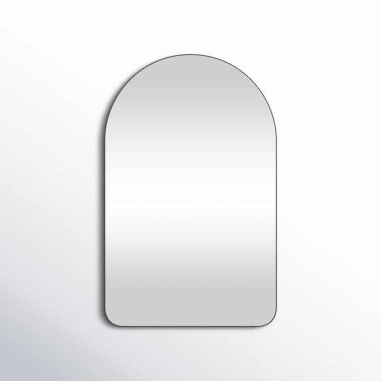 Chance 38'' Matte Black Arch Bathroom Mirror