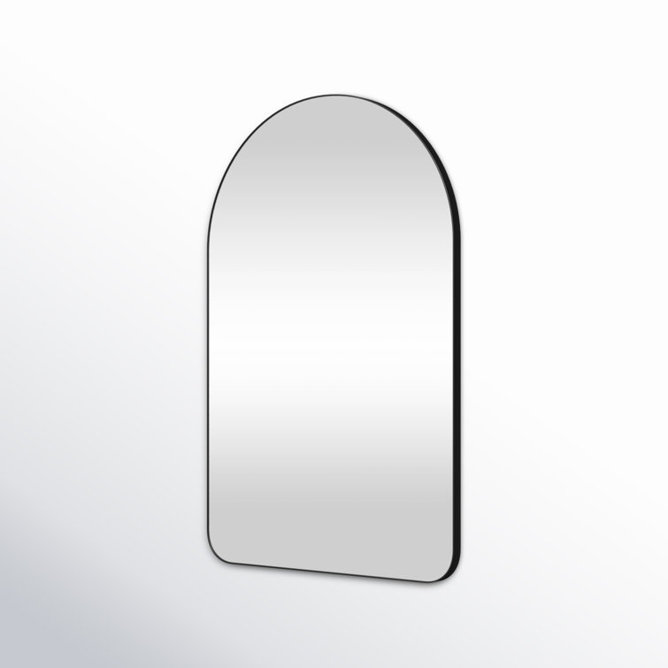 Chance 38'' Matte Black Arch Bathroom Mirror