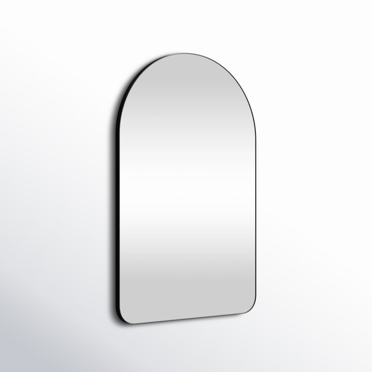 Chance 38'' Matte Black Arch Bathroom Mirror